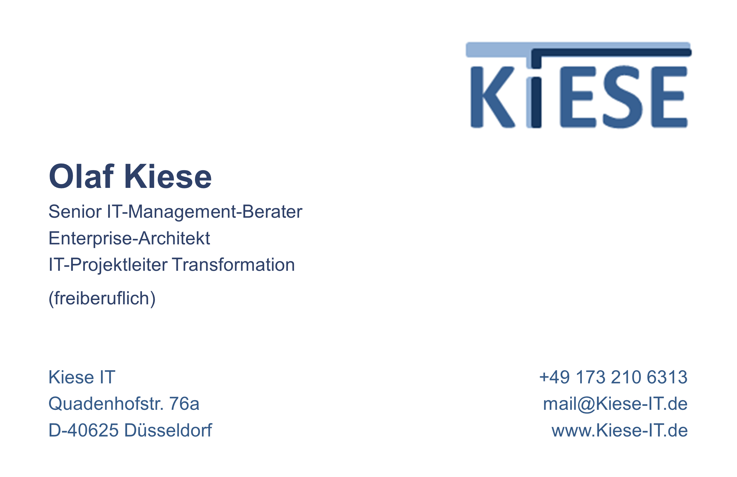 Visitenkarte Olaf Kiese (Kiese IT)
